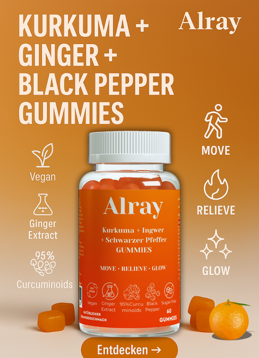 Kurkuma + Ingwer + Schwarzer Pfeffer Gummies - 60 Stk.